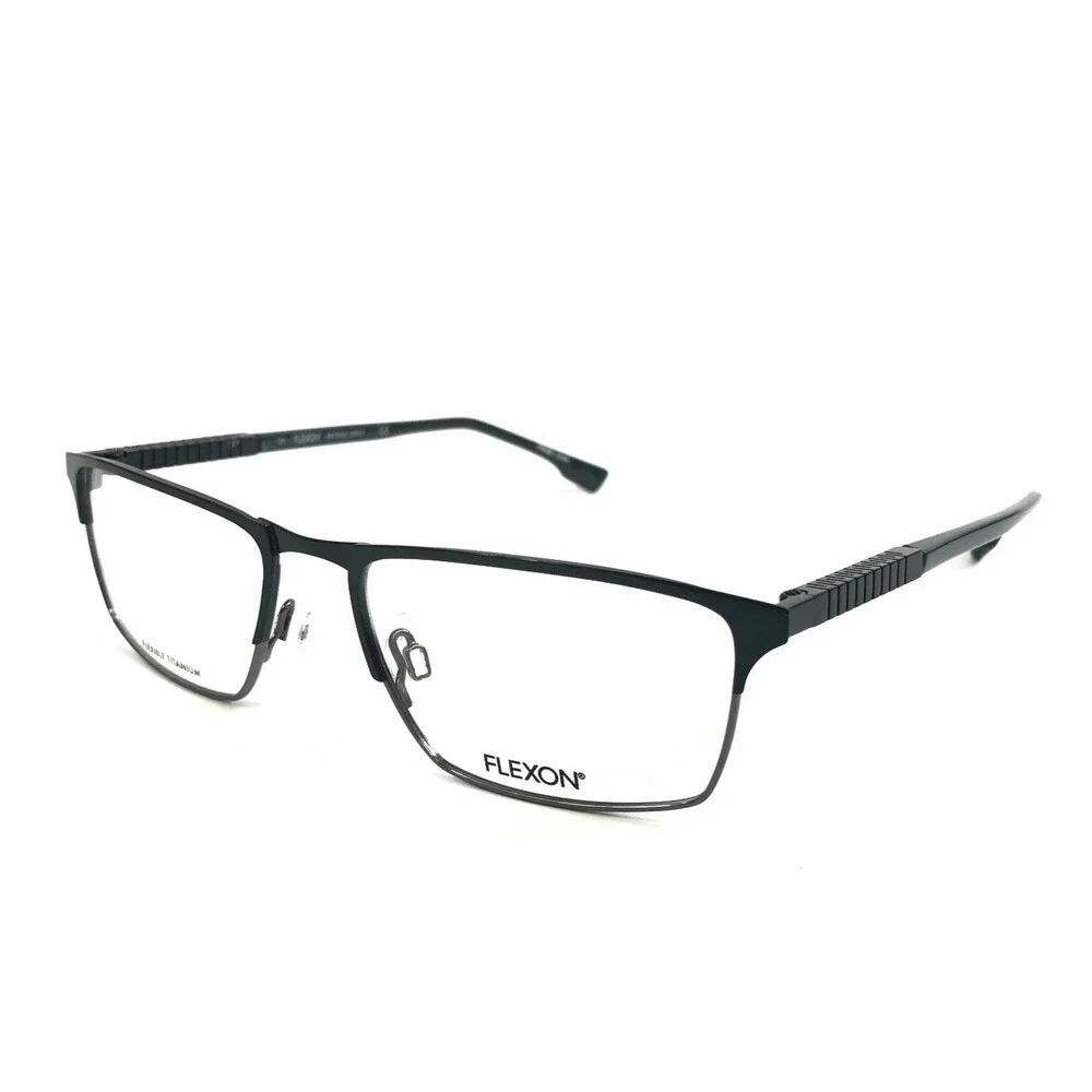 Flexon Eyeglasses Frames E1014 430 Blue Gray Rectangle Full Rim 54-17-140